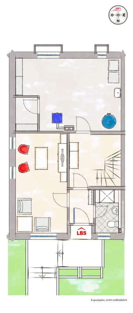 Grundriss Reihenendhaus in Sonnenlage