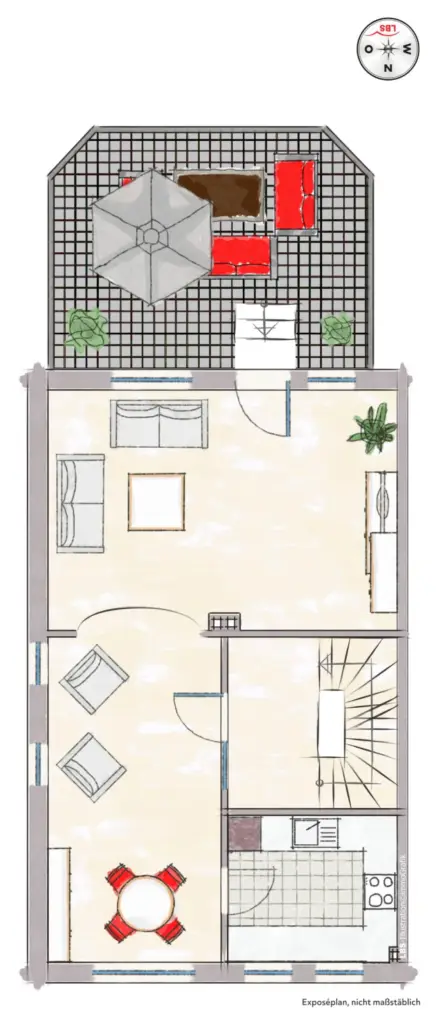 Grundriss Reihenendhaus in Sonnenlage