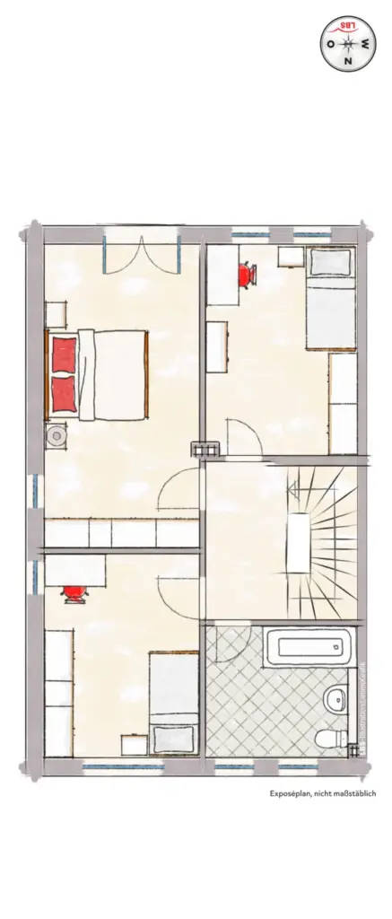 Grundriss Reihenendhaus in Sonnenlage