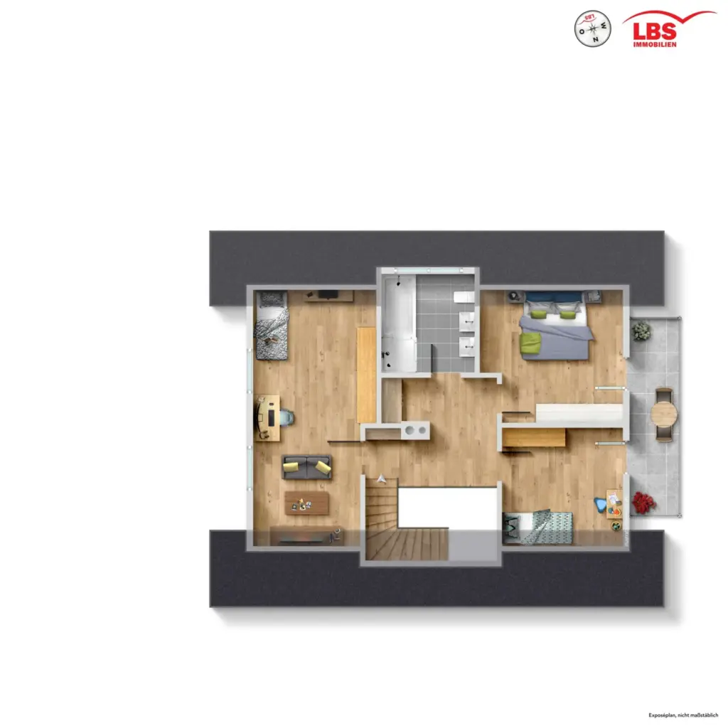 Grundriss Vollholz Wohnblockhaus mit Wintergarten
