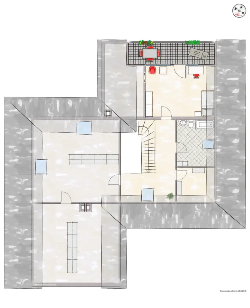 Grundriss Zweifamilienhaus mit Büro-Einheit