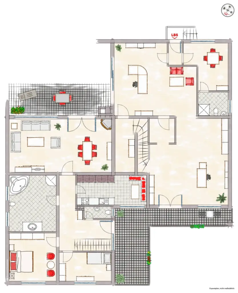 Grundriss Zweifamilienhaus mit Büro-Einheit